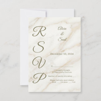 Wedding Marble and Laurel / Boda Mármol y Laurel RSVP Card