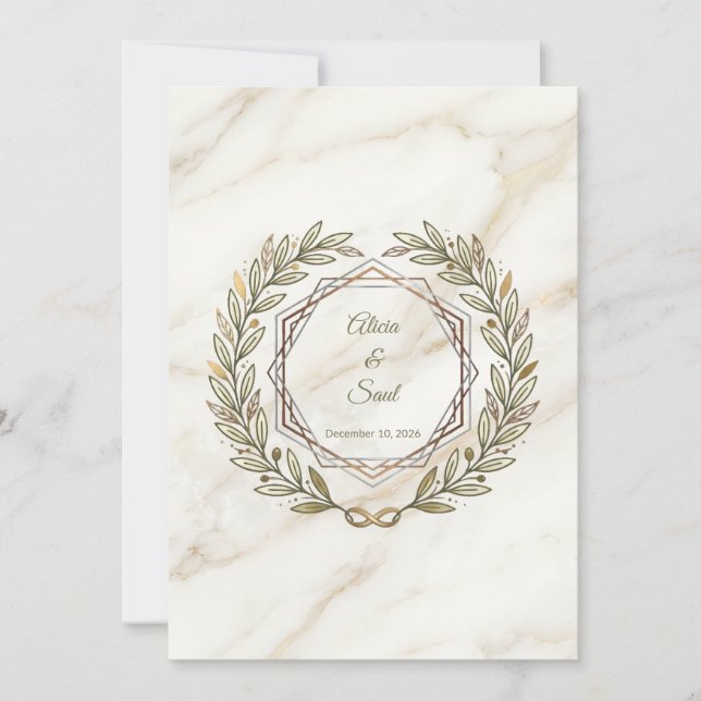 Wedding Marble and Laurel Save The Date (Front)