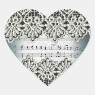 Wedding March with Lace Heart Sticker