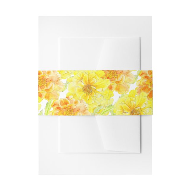 Wedding marigolds flower band invitation belly band (Front Example)