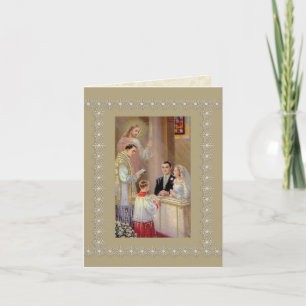 Wedding Marriage Bride Groom Jesus Priest Card