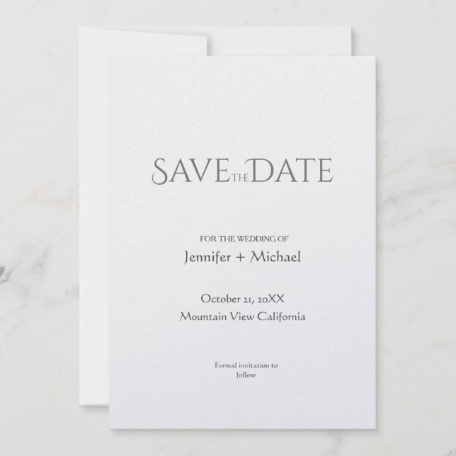 Wedding Marriage Minimalist Calligraphy Script Save The Date (Front)