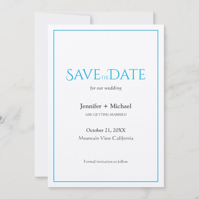 Wedding Marriage Minimalist Calligraphy Script Save The Date (Front)
