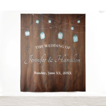 Wedding Mason Jar Lights Barn Wood Backdrop