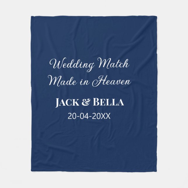 Wedding Match made in heaven wedding favours blue  Fleece Blanket (Front)