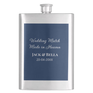 Wedding Match made in heaven wedding favours blue  Hip Flask