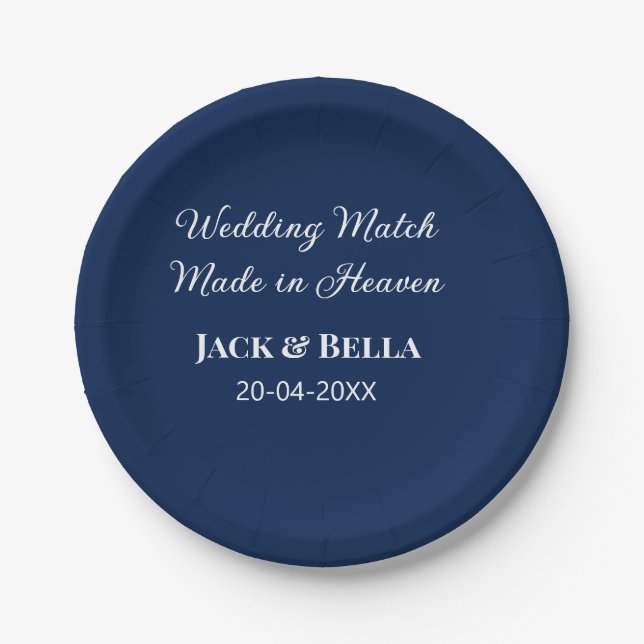 Wedding Match made in heaven wedding favours blue  Paper Plate (Front)