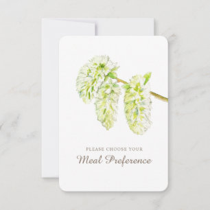 Wedding meal choice green catkins reply cards