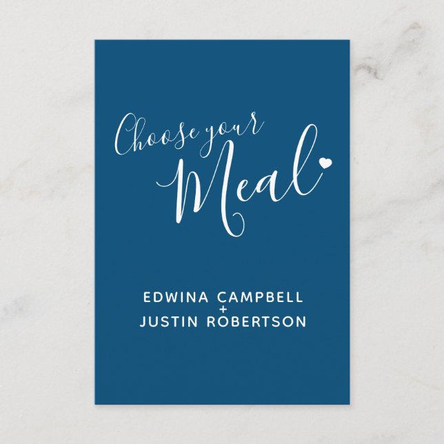 Wedding meal choice script text blue enclosure (Front)