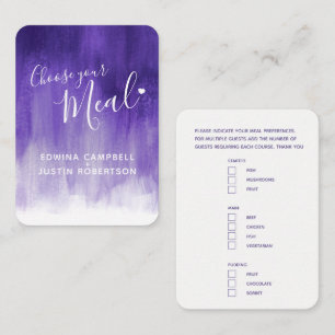 Wedding meal choice ultraviolet art enclosure card