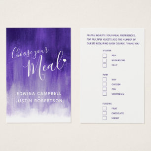 Wedding meal choice ultraviolet art small cards