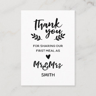Wedding Meal Thank You Card