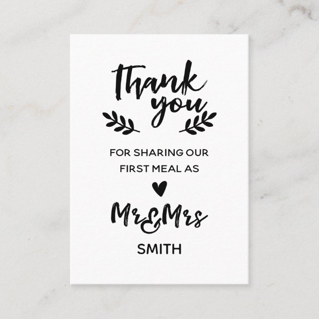 Wedding Meal Thank You Card (Front)