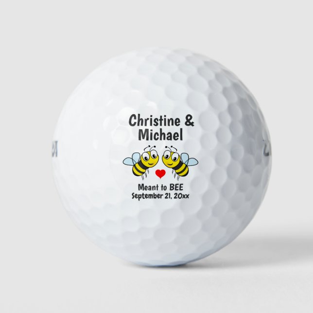 Wedding Meant to Bee Heart Cute Favour Golf Balls (Front)