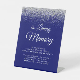 Wedding Memorial In Loving Memory Royal Blue  Pedestal Sign