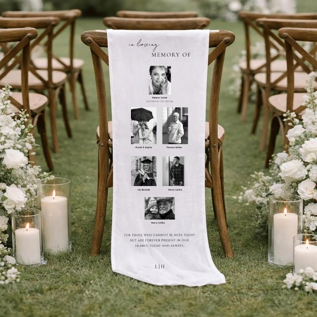 Wedding Memorial Photos In Loving Memory Short Table Runner (Creator Uploaded)