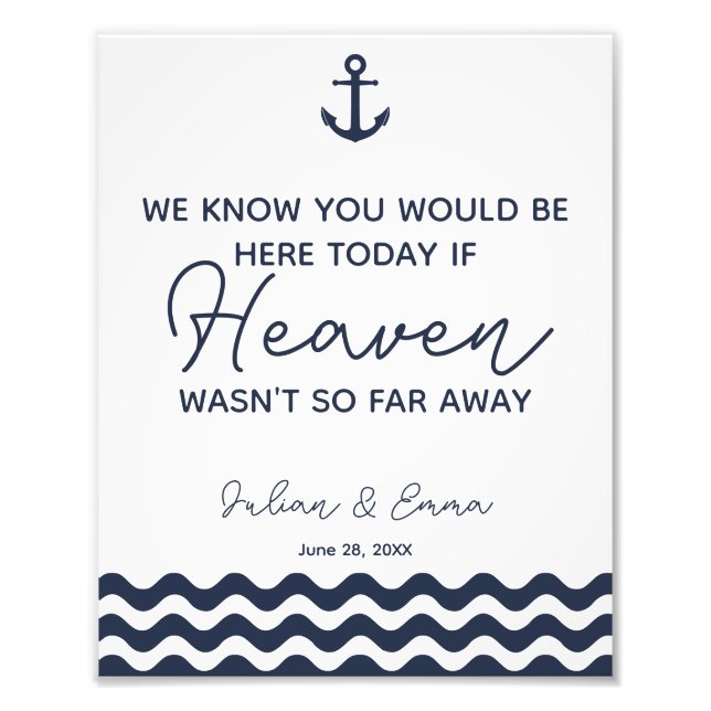 wedding memorial sign, remembrance, navy photo print (Front)