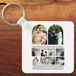 Wedding Memories 10 Photo Collage Couple Template Keychain