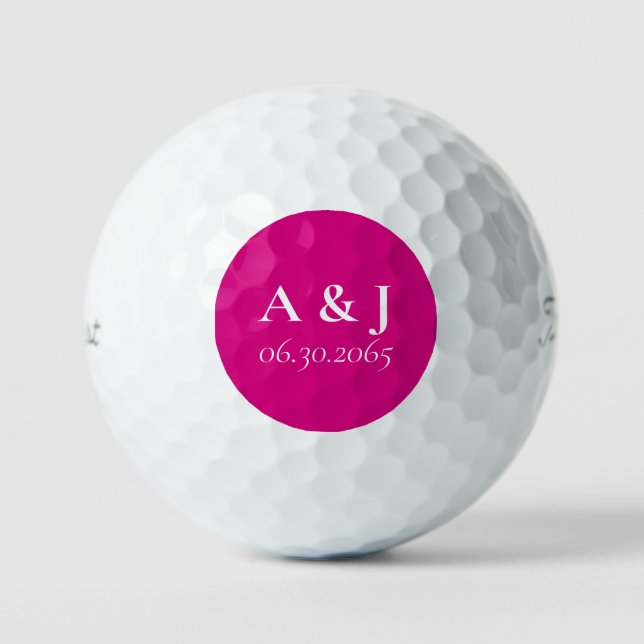 Wedding Memories Fuschia Titleist Pro VI Golf Balls (Front)