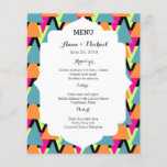 Wedding Menu 80's Style Geometric Pattern<br><div class="desc">Geometric pattern inspired by the flamboyant 80's decade</div>