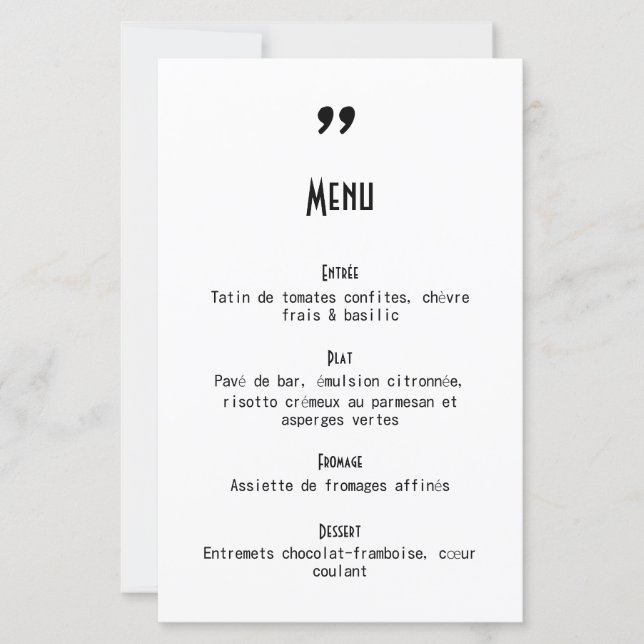 Wedding menu Apostrophe (Front)