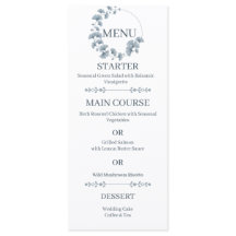 Wedding Menu Blue Ginkgo Floral Wreath Botanical