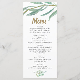 Wedding Menu  - Bridal Shower Menu Rustic Greenery