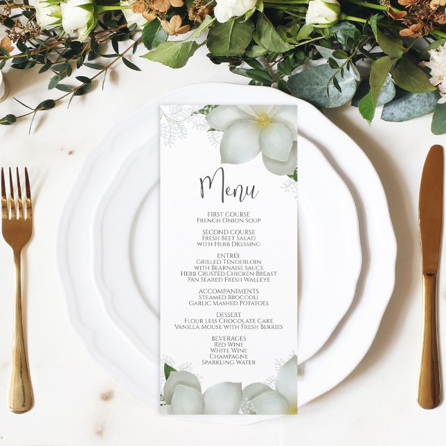 Wedding Menu Calligraphy Floral Magnolia (Creator Uploaded)