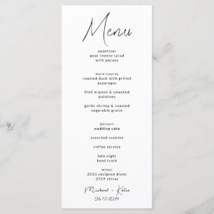 Wedding Menu Card
