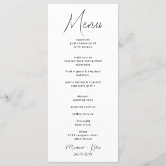 Wedding Menu Card