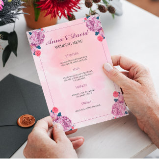 Wedding Menu Card. Customizable