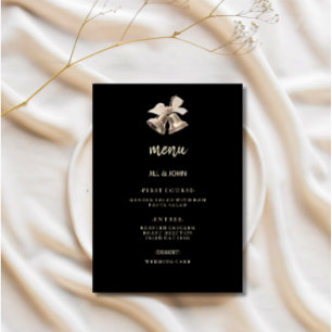Wedding Menu Card Elegant Black Gold 