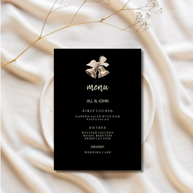 Wedding Menu Card Elegant Black Gold  (Creator Uploaded)