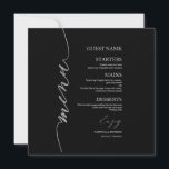 Wedding Menu Card Faux Glitter Silver Black<br><div class="desc">A simple chic calligraphy wedding menu card with guest name. PLEASE NOTE: customize this template one by one (adding the guest name ), and add each menu card separately to your cart. CUSTOMIZATION: If you need design customization, please get in touch with me via chat; if you need information about...</div>
