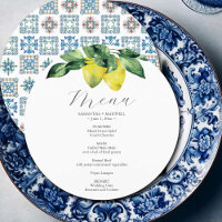 Wedding Menu Card Lemon and Amalfi Tile