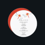 Wedding Menu Card Red Dragonfly<br><div class="desc">This wedding menu card features simple watercolor red dragonflies. The card reverses to a complimentary red colour. Use the template fields to DIY your personalized details. The elegant round design is a charming choice for weddings. To see more custom wedding dinner menus and ideas like this visit www.zazzle.com/dotellabelle Unique watercolor...</div>