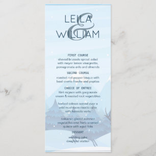 Wedding Menu Card winter magical Blue