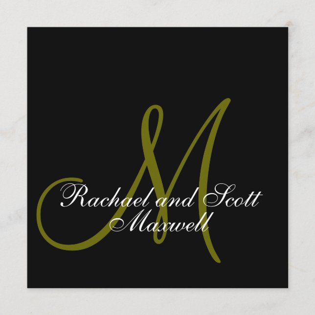 Wedding Menu Cards Monogram Square (Front)