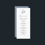 Wedding Menu Cards Watercolor Botanical Leaves<br><div class="desc">These wedding menu cards feature watercolor botanical leaves in shades of dusty blue. Use the template fields to diy your custom dinner items. Order samples cards or print larger orders. An elegant choice for rustic and garden themed weddings. To see more designs like this visit www.zazzle.com/dotellabelle Unique art and design...</div>
