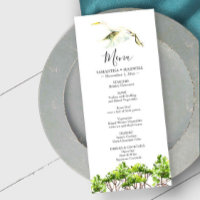 Wedding Menu Cards Watercolor White Heron