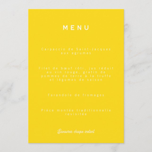 Wedding menu Colorus - Yellow Lemon (Front)