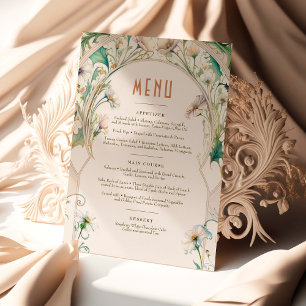 Wedding Menu Daisies Art Nouveau by Mucha Invitation