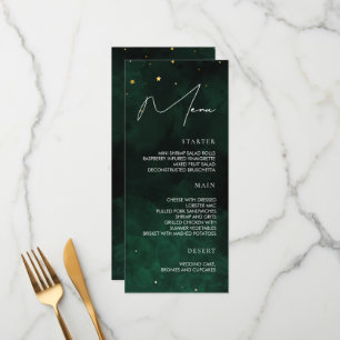 Wedding Menu Dark Green Magical Gold
