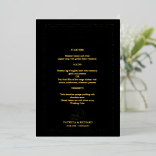 Wedding Menu Elegant Calligraphy Real Foil Card
