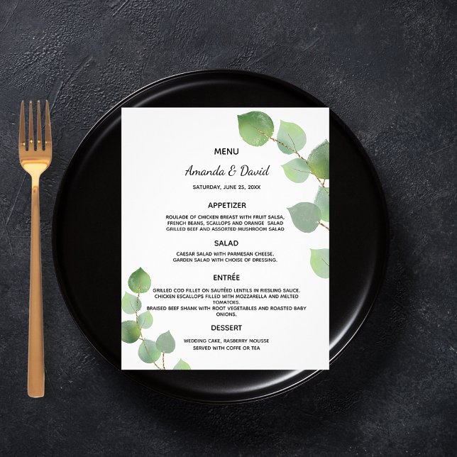 Wedding Menu eucalyptus greenery botanical (Creator Uploaded)