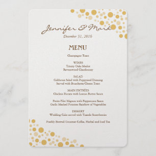 Wedding Menu Gold Confetti Circles