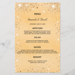 Wedding Menu gold metallic glitter dust elegant