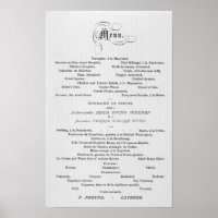 WEDDING MENU in French theme 1874