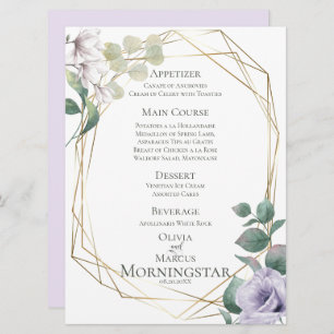 Wedding Menu   Lavender Peony Green Botanical Menu Invitation