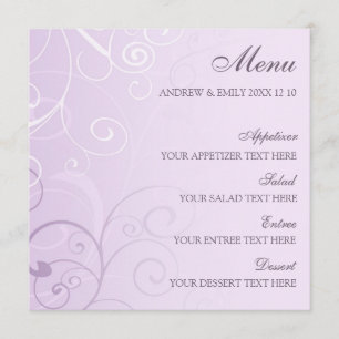 Wedding Menu Lavender Swirls